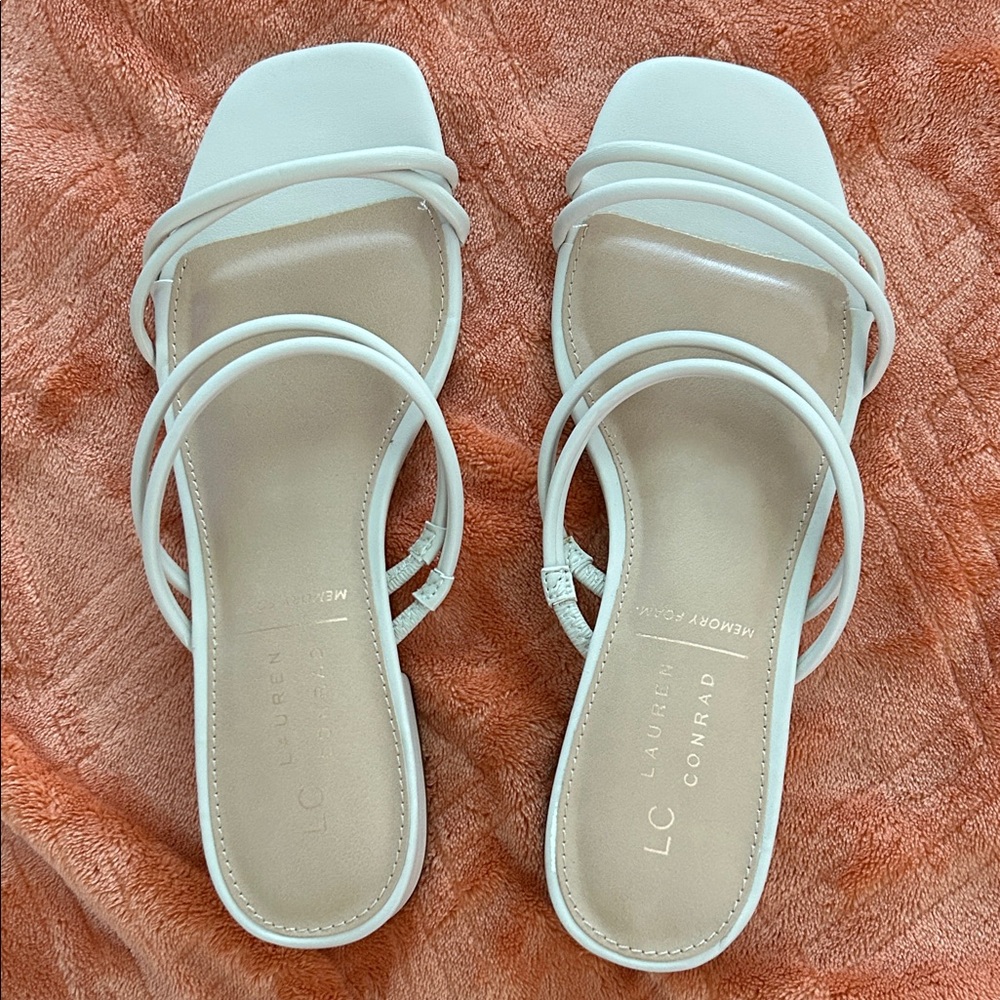LC Lauren Conrad Cream Strappy Sandals